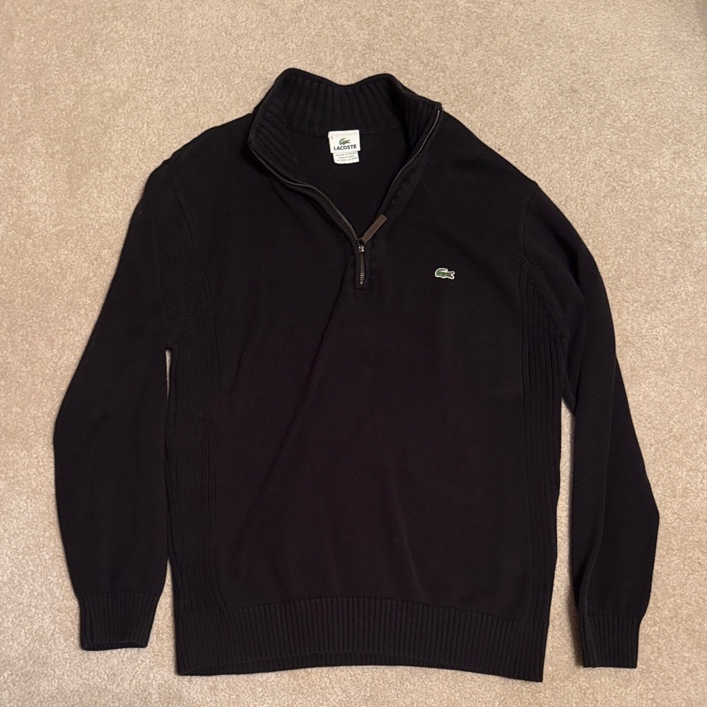 Lacoste Men's Zip-Up Black Sweater